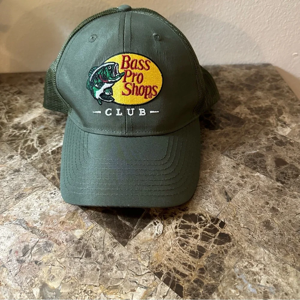Bass Pro Club Green Trucker Adjustable Hat - Picture 2 of 8